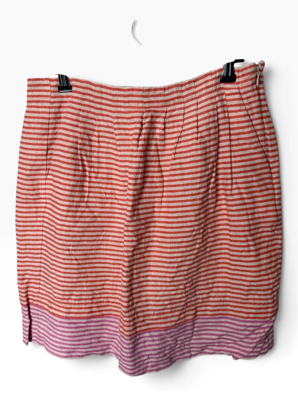LOFT Coral Red Pink Striped Linen Mini Skirt Size 4